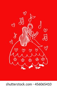 Dancing Couple. Hand drawing illustration.