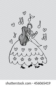 Dancing Couple. Hand drawing illustration.