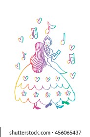 Dancing Couple. Hand drawing illustration.