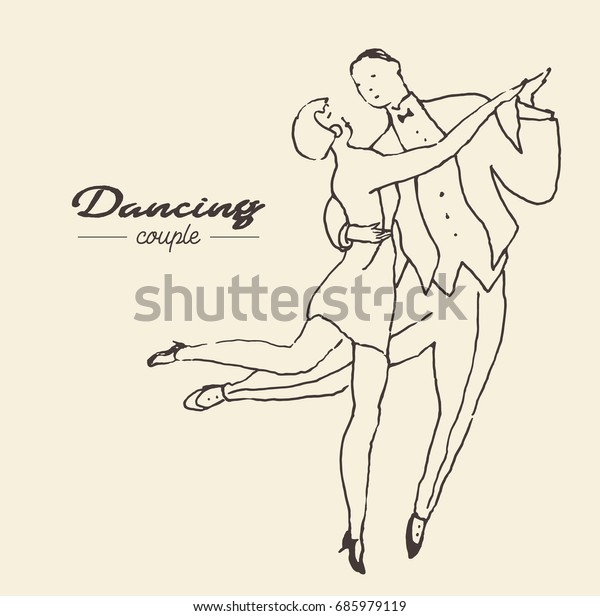 Dancing Couple Hand Drawn Vector Illustration Stock Vector (Royalty