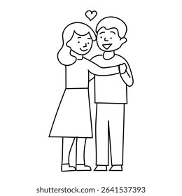 Dancing couple icon. Romantic move symbol. Happy pair design. Vector black outline.