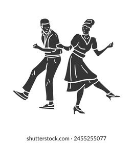 Dancing Couple Icon Silhouette Illustration. Folk Music Vector Graphic Pictogram Symbol Clip Art. Doodle Sketch Black Sign.