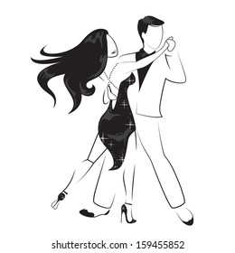 Dancing Couple - Isolated On White Background - Vector Illustration, Graphic Design Editable For Your Design