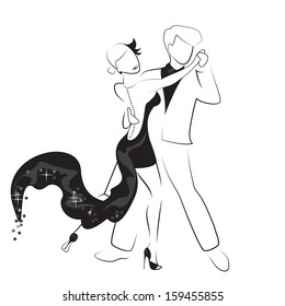 Dancing Couple - Isolated On White Background - Vector Illustration, Graphic Design Editable For Your Design