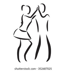 Dancing couple isolated on white background. Salsa dance vector illustration.