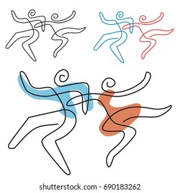 Dancing couple line art.
A temperamental dance couple, line art stylized. Vector available.