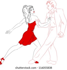 a dancing couple lineart