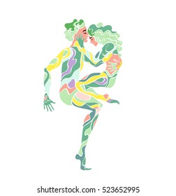 dancing couple lines stylized.acro yoga pose 