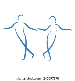 Dancing couple logo isolated on white background. Swing dance.