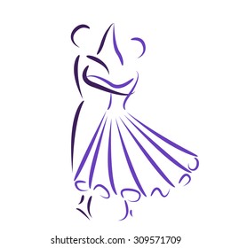 Dancing couple logo isolated on white background. Waltz dancers vector illustration. 