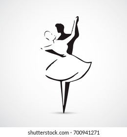 Dancing couple logo isolated on white background. Waltz dancers silhouette. Vector illustration.