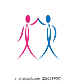 Dancing couple logo. Vector abstract silhouettes.