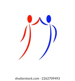 Dancing couple logo. Vector abstract silhouettes.