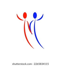 Dancing couple logo. Vector abstract colorful silhouettes.