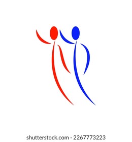 Dancing couple logo. Vector abstract colorful silhouettes.