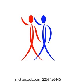 Dancing couple logo. Vector abstract colorful silhouettes.