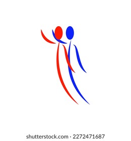 Dancing couple logo. Vector abstract colorful silhouettes.