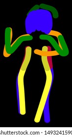 Dancing Couple Made of Color Streaks