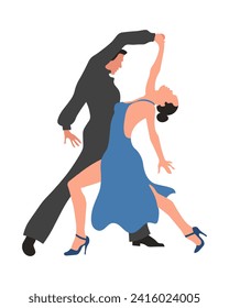 Dancing couple, man and woman dance tango. Illustration, vector