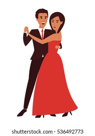 Dancing couple man and woman. Flat design vector illustration.