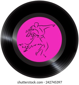 Dancing couple on vinyl. Vector illustration