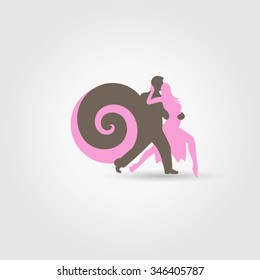 Dancing couple on white
