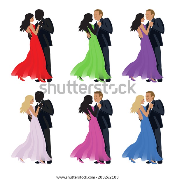 Dancing couple on a white background. Vector.