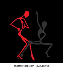Dancing couple. The original drawing style. Minimalism.