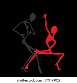 Dancing couple. The original drawing style. Minimalism.