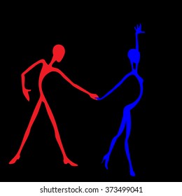 Dancing couple. The original drawing style. Minimalism.