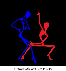 Dancing couple. The original drawing style. Minimalism.