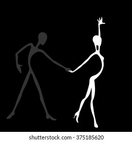 Dancing couple. The original drawing style. Minimalism.