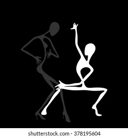 Dancing couple. The original drawing style. Minimalism.