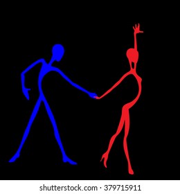 Dancing couple. The original drawing style. Minimalism.