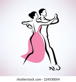 pareja bailarina, boceto vectorial esbozado