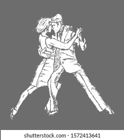 Dancing couple of people.gray background is used.classical and Latin dances.Flat design, insulated.Vector picture