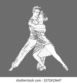 Dancing couple of people.gray background is used.classical and Latin dances.Flat design, insulated.Vector picture