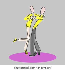 The dancing couple. Perfect vector illustration for books, postcard and poster