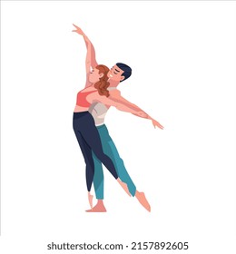 Dancing Couple Performing Dance at Choreography Class Vector Illustration