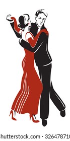 Dancing couple performing a sensual dance tango