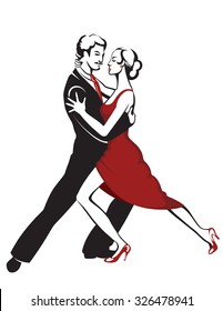 Dancing couple performing a sensual dance tango