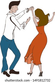 Dancing couple salsa bachata dance man and woman