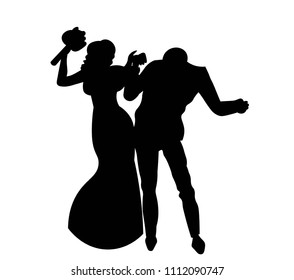 Dancing couple silhouette