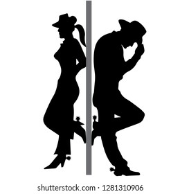 Dancing couple silhouette