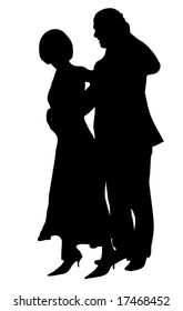 Dancing couple silhouette