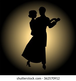 Dancing couple silhouette