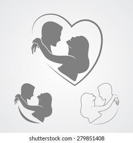 Dancing couple silhouette isolated on white background. Vector illustration