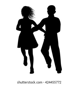 dancing couple silhouette on white background vector