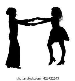 dancing couple silhouette on white background vector
