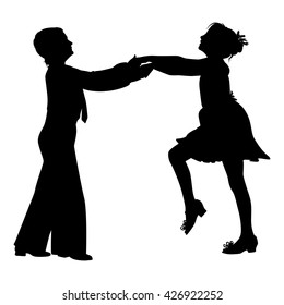 dancing couple silhouette on white background vector